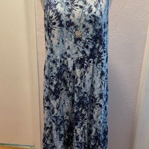 LOGO by Lori Goldstein Blue Sleeveless Maxi Sundress